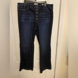 NWOT Sofia Vergara Melissa Flare Jeans Dark Blue Size 22W Stretch Button Fly